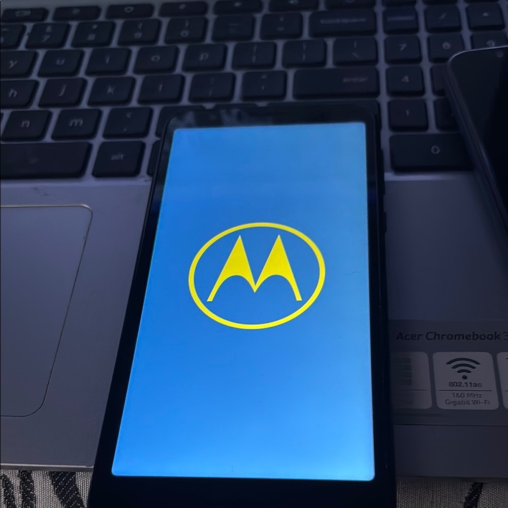 Motorola Smartphone with Blue and Yellow Display